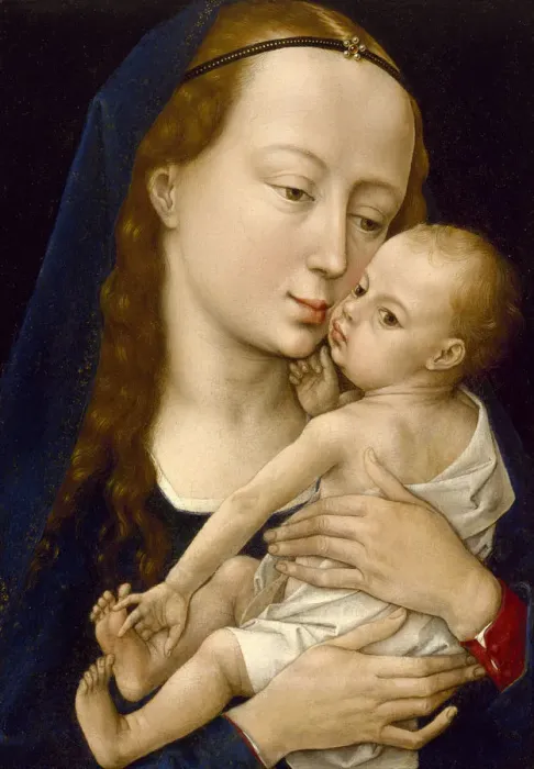 Framed Print : Virgin and Child, after 1454. Artist: Weyden, Rogier, van der (ca. 1399-1464) Framed Print : Virgin and Child, after 1454. Artist: Weyden, Rogier, van der (ca. 1399-1464)