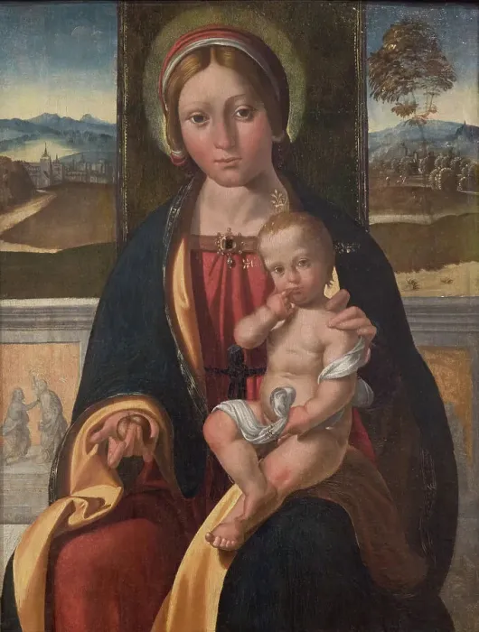 Framed Print : The Virgin and Child, 1497-1500. Creator: Benvenuto Tisi da Garofalo Framed Print : The Virgin and Child, 1497-1500. Creator: Benvenuto Tisi da Garofalo