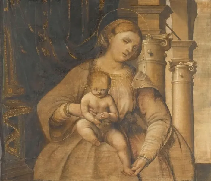Framed Print : Virgin and Child, 1525-1550. Creator: Pordenone (circle of) Framed Print : Virgin and Child, 1525-1550. Creator: Pordenone (circle of)