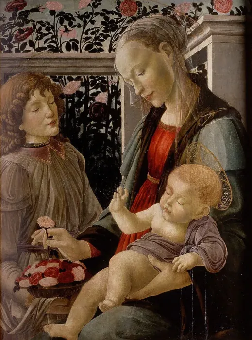Framed Print : Virgin and Child with Angel, 15th century Framed Print : Virgin and Child with Angel, 15th century