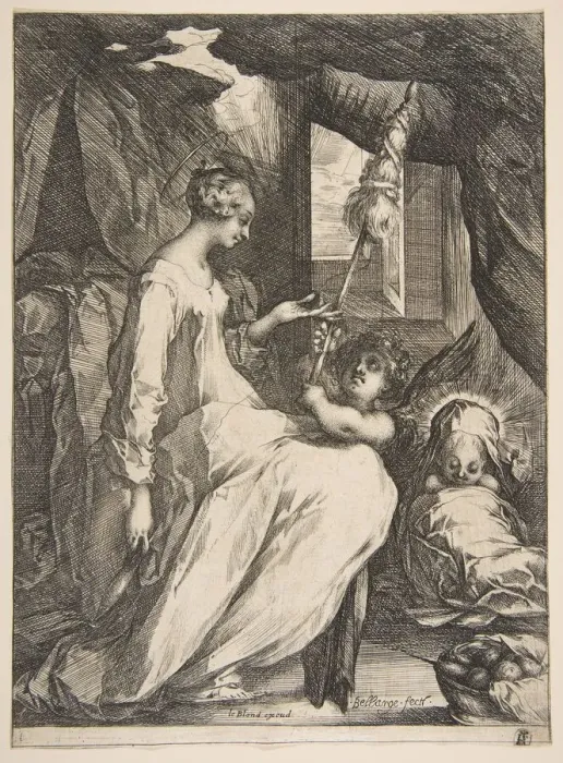 Framed Print : Virgin and Child with an Angel, 1612-16. Creator: Jacques Bellange Framed Print : Virgin and Child with an Angel, 1612-16. Creator: Jacques Bellange