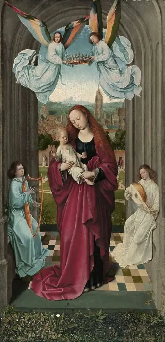 Framed Print : The Virgin and the Child between Angels, 1500. Creator: Master of the Andre Madonna Framed Print : The Virgin and the Child between Angels, 1500. Creator: Master of the Andre Madonna