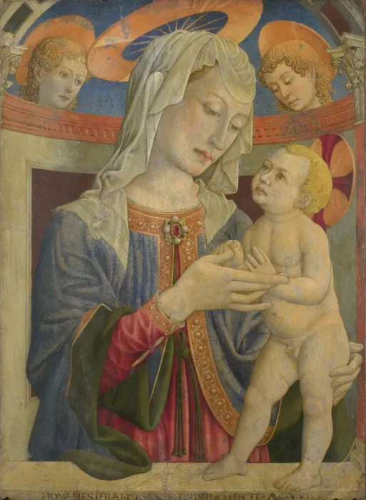 Framed Print : The Virgin and Child with Two Angels Framed Print : The Virgin and Child with Two Angels