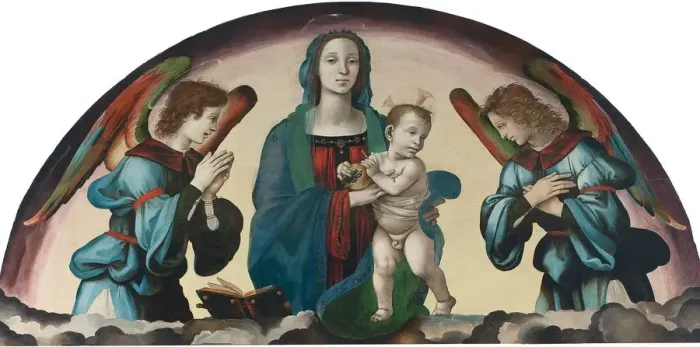 Framed Print : Virgin and Child with Angels Framed Print : Virgin and Child with Angels