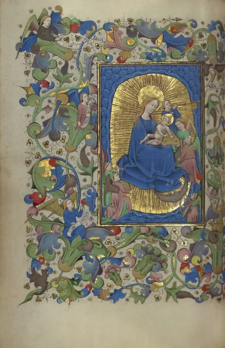 Framed Print : The Virgin and Child with Angels; Book of Hours, about 1450-1455. Creator: Master of Guillebert de Mets Framed Print : The Virgin and Child with Angels; Book of Hours, about 1450-1455. Creator: Master of Guillebert de Mets