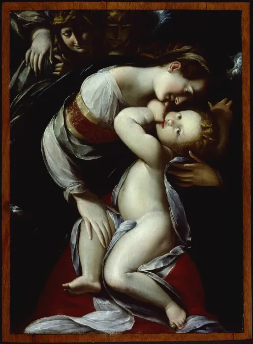 Framed Print : Virgin and Child with Angels, c. 1610. Creator: Giulio Cesare Procaccini Framed Print : Virgin and Child with Angels, c. 1610. Creator: Giulio Cesare Procaccini