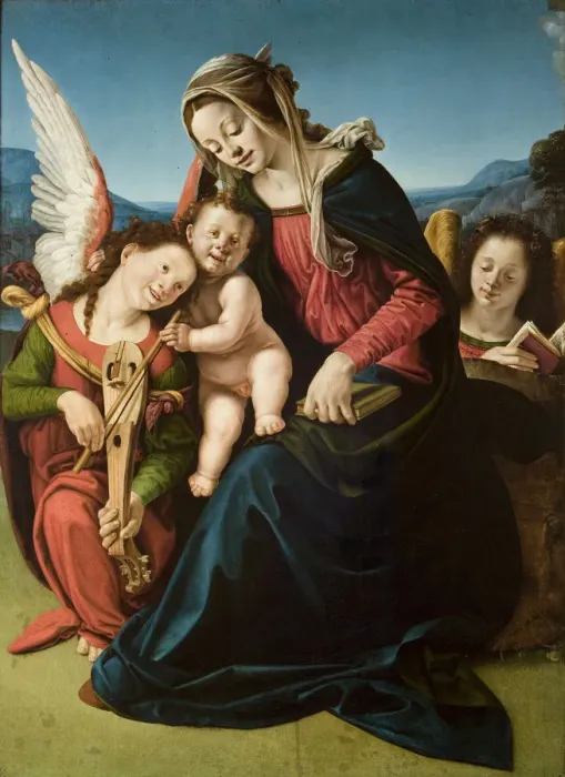 Framed Print : The Virgin and Child with Two Angels, ca 1507 Framed Print : The Virgin and Child with Two Angels, ca 1507