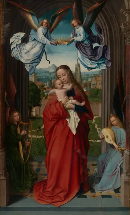 Framed Print : Virgin and Child with Four Angels, ca. 1510-15. Creator: Gerard David Framed Print : Virgin and Child with Four Angels, ca. 1510-15. Creator: Gerard David