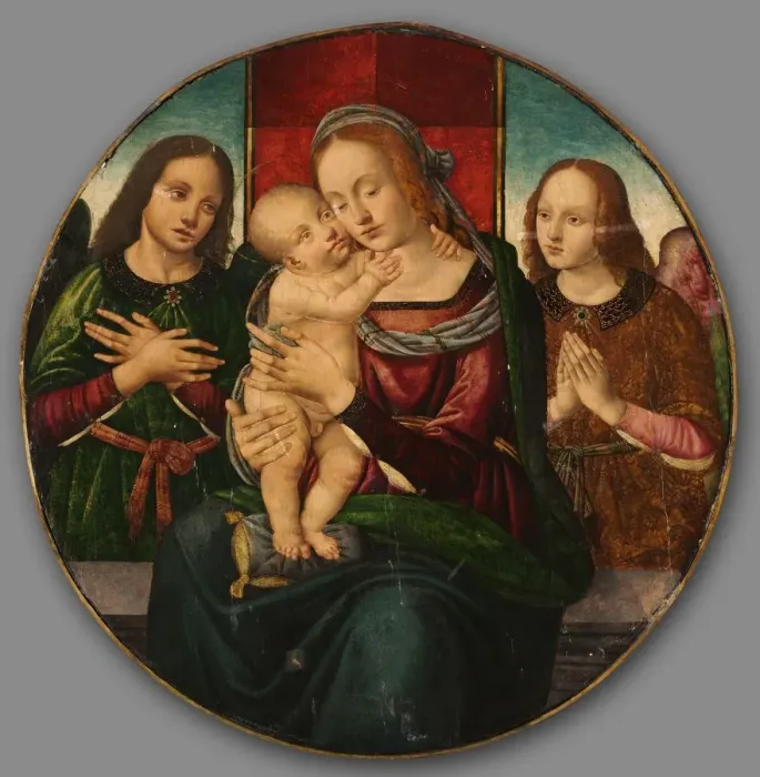 Framed Print : Virgin and Child with Angels, early 1500s. Creator: Master of the Holden Tondo (Italian) Framed Print : Virgin and Child with Angels, early 1500s. Creator: Master of the Holden Tondo (Italian)