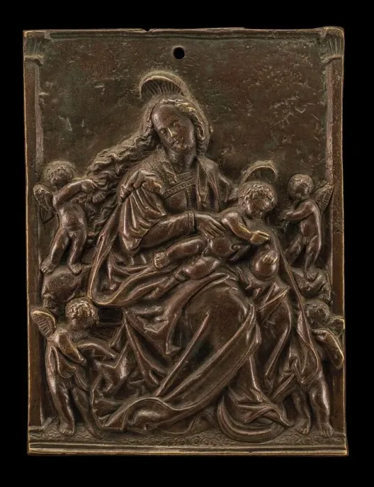 Framed Print : The Virgin & Child with Four Angels, early 16th century. Creator: Unknown Framed Print : The Virgin & Child with Four Angels, early 16th century. Creator: Unknown