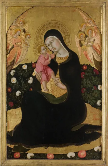 Framed Print : The Virgin and Child with Angels (Madonna of Humility), Mid of the 15th cen Artist: Sano di Pietro (1406-1481) Framed Print : The Virgin and Child with Angels (Madonna of Humility), Mid of the 15th cen Artist: Sano di Pietro (1406-1481)