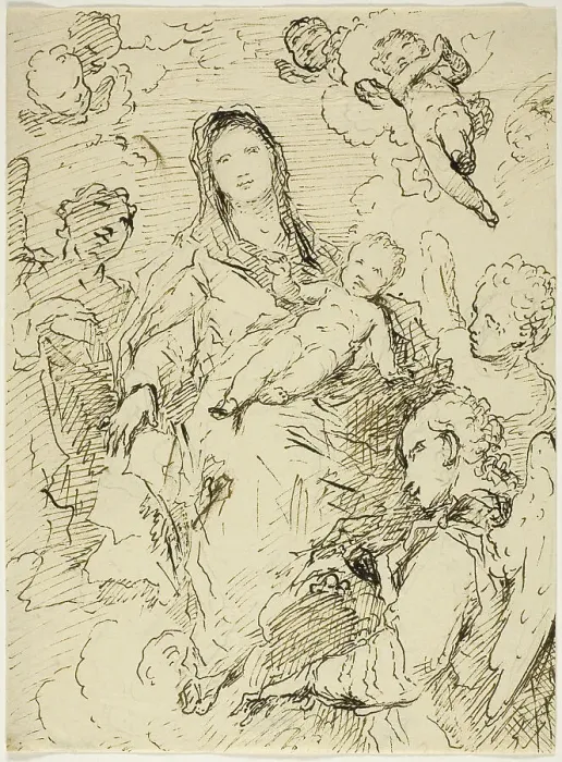Framed Print : Virgin and Child with Angels, n.d. Creator: Unknown Framed Print : Virgin and Child with Angels, n.d. Creator: Unknown
