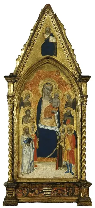 Framed Print : The Virgin and Child between Angels and six Saints, 1362. Creator: Niccolò di Tommaso Framed Print : The Virgin and Child between Angels and six Saints, 1362. Creator: Niccolò di Tommaso