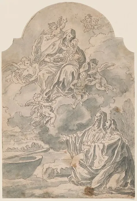 Framed Print : The Virgin and Child Appearing to Two Female Monastics, c. 1700. Creator: Unknown Framed Print : The Virgin and Child Appearing to Two Female Monastics, c. 1700. Creator: Unknown