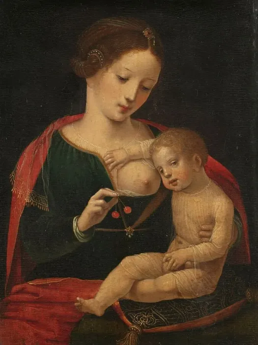 Framed Print : Virgin and Child, c.1520-c.1540. Creator: Master of the Female Half-Lengths Framed Print : Virgin and Child, c.1520-c.1540. Creator: Master of the Female Half-Lengths