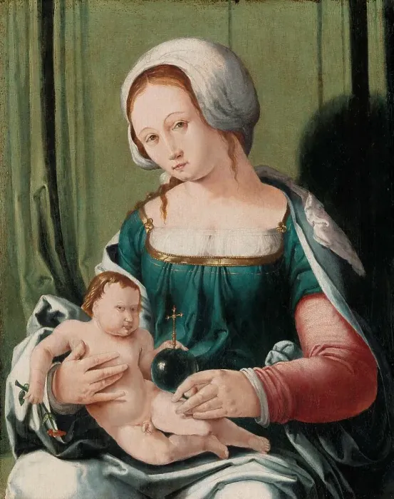 Framed Print : Virgin and Child, c.1530. Creator: Lucas van Leyden Framed Print : Virgin and Child, c.1530. Creator: Lucas van Leyden