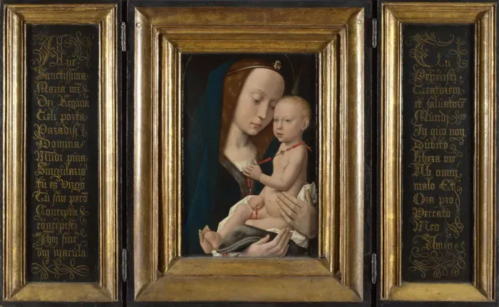 Framed Print : Virgin and Child, ca 1485. Artist: Goes, Hugo van der, (School) Framed Print : Virgin and Child, ca 1485. Artist: Goes, Hugo van der, (School)