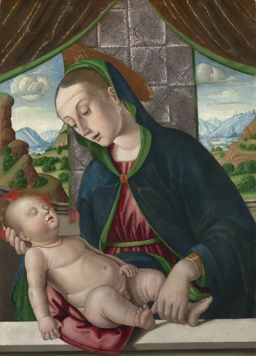 Framed Print : The Virgin and Child, ca 1488. Creator: Santi, Giovanni (ca 1435-1494) Framed Print : The Virgin and Child, ca 1488. Creator: Santi, Giovanni (ca 1435-1494)