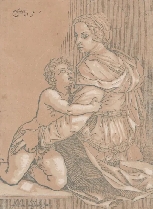 Framed Print : Virgin and child, ca. 1530. Creator: Edmond Douet Framed Print : Virgin and child, ca. 1530. Creator: Edmond Douet