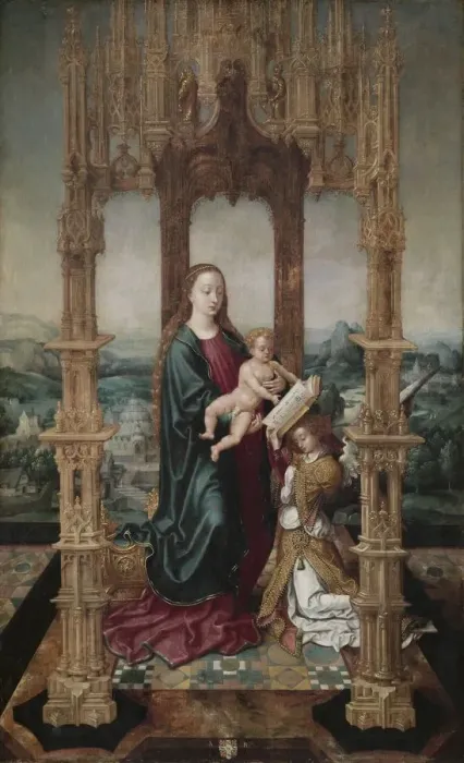 Framed Print : Virgin and Child under a Canopy, 1520s. Creator: Unknown Framed Print : Virgin and Child under a Canopy, 1520s. Creator: Unknown