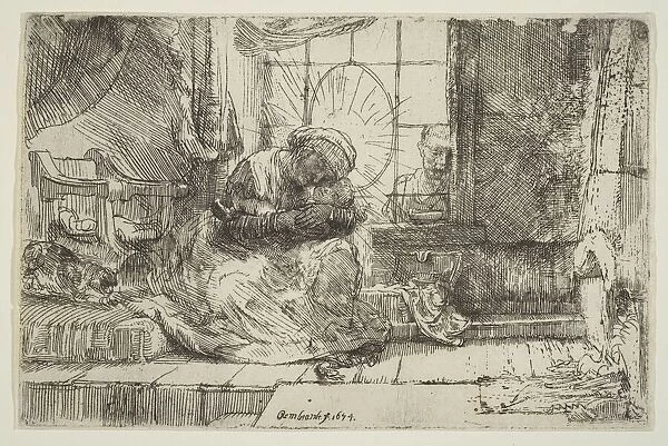 Virgin and Child with the Cat: and Joseph at the Window, 1654. Creator: Unknown