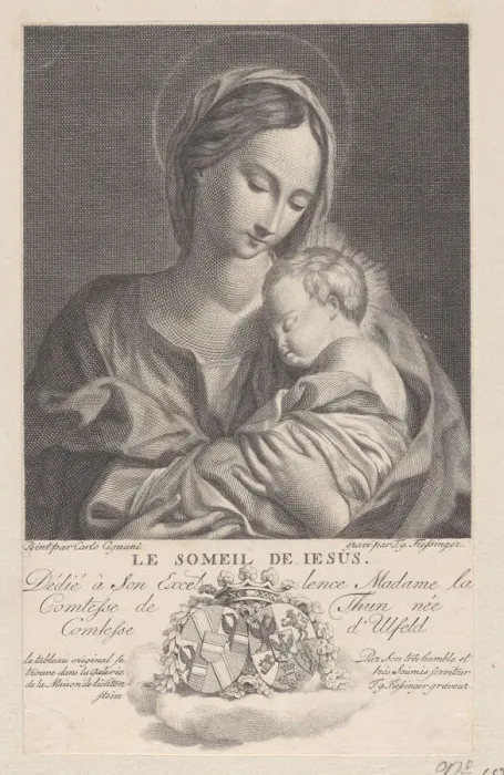 Framed Print : Virgin and Child, with the Christ child sleeping in her arms (Le Someil de Jesus) Framed Print : Virgin and Child, with the Christ child sleeping in her arms (Le Someil de Jesus)
