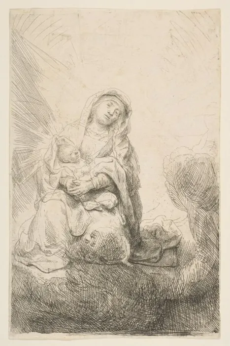 Framed Print : The Virgin and Child in the Clouds, 1641. Creator: Rembrandt Harmensz van Rijn Framed Print : The Virgin and Child in the Clouds, 1641. Creator: Rembrandt Harmensz van Rijn