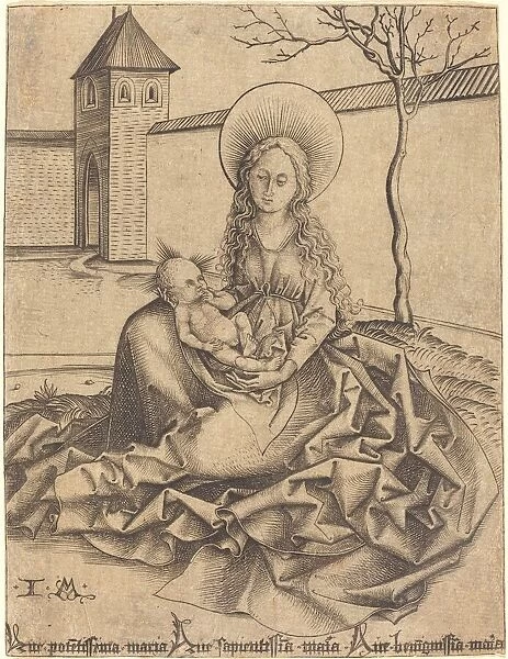 Virgin and Child in a Courtyard. Creator: Israhel van Meckenem