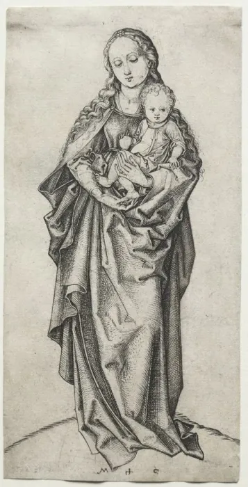 Framed Print : Virgin and Child. Creator: Martin Schongauer (German, c. 1450-1491) Framed Print : Virgin and Child. Creator: Martin Schongauer (German, c. 1450-1491)