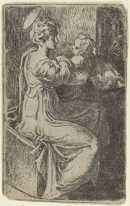 Framed Print : Virgin and Child. Creator: Parmigianino Framed Print : Virgin and Child. Creator: Parmigianino