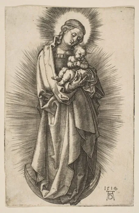 Framed Print : Virgin and Child on the Crescent with a Diadem, 1514. Creator: Albrecht Durer Framed Print : Virgin and Child on the Crescent with a Diadem, 1514. Creator: Albrecht Durer