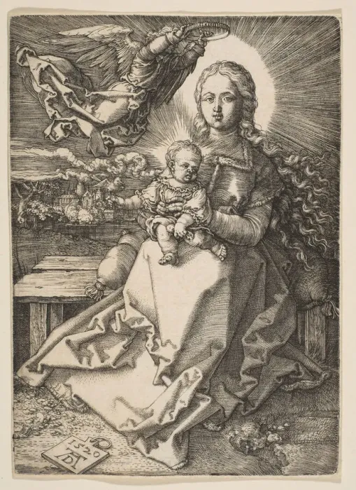 Framed Print : Virgin and Child Crowned by an Angel, 1520. Creator: Albrecht Durer