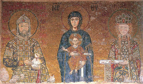 The Virgin with Child between emperor John II Comnenus and his wife, Irene, c1118