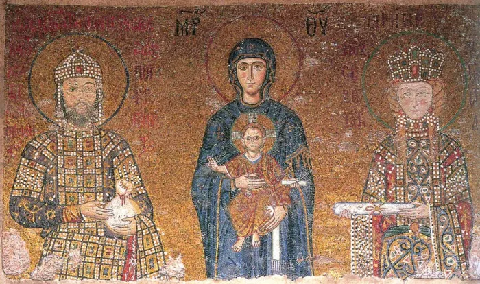Framed Print : The Virgin with Child between emperor John II Comnenus and his wife, Irene, c1118 Framed Print : The Virgin with Child between emperor John II Comnenus and his wife, Irene, c1118
