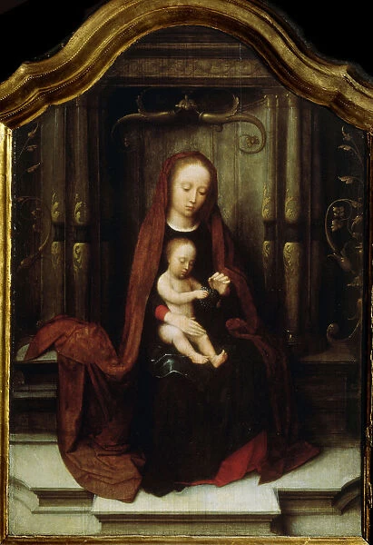 The Virgin and Child Enthroned, 16th century. Artist: Adriaen Isenbrandt