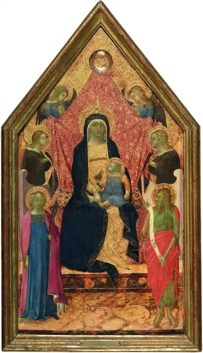 Framed Print : The Virgin and Child enthroned between four Angels, a Martyr Saint and Saint John the Baptist, 1340. Creator: Bartolommeo Bulgarini Framed Print : The Virgin and Child enthroned between four Angels, a Martyr Saint and Saint John the Baptist, 1340. Creator: Bartolommeo Bulgarini