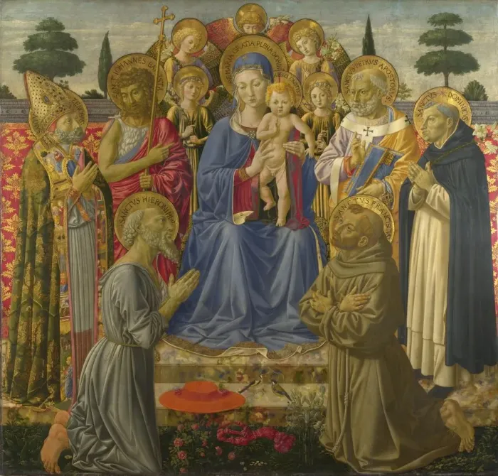 Framed Print : The Virgin and Child Enthroned among Angels and Saints, 1460s. Artist: Gozzoli, Benozzo (ca 1420-1497) Framed Print : The Virgin and Child Enthroned among Angels and Saints, 1460s. Artist: Gozzoli, Benozzo (ca 1420-1497)