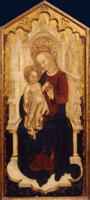 Framed Print : The Virgin and Child Enthroned. Artist: Moretti, Cristoforo (active 1451-1485) Framed Print : The Virgin and Child Enthroned. Artist: Moretti, Cristoforo (active 1451-1485)