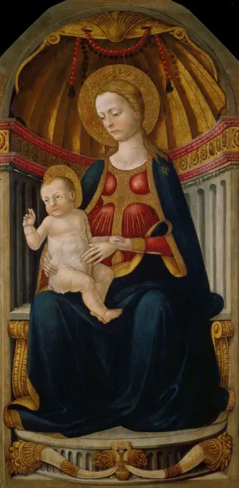 Framed Print : The Virgin and Child Enthroned. Artist: Neri di Bicci (1418-1492) Framed Print : The Virgin and Child Enthroned. Artist: Neri di Bicci (1418-1492)