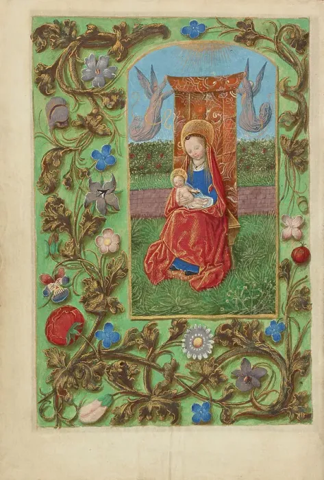 Framed Print : The Virgin and Child Enthroned; Crohin-La Fontaine Hours, about 1480-1485 ?. Creator: Master of the Dresden Prayer Book Framed Print : The Virgin and Child Enthroned; Crohin-La Fontaine Hours, about 1480-1485 ?. Creator: Master of the Dresden Prayer Book