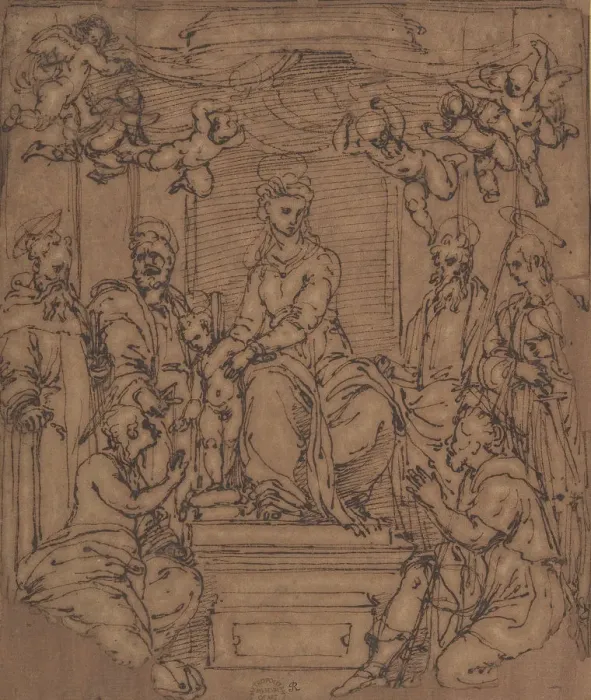 Framed Print : Virgin and Child Enthroned with Saint Anthony Abbot, Saint Peter, Saint Paul... 1522-23 Framed Print : Virgin and Child Enthroned with Saint Anthony Abbot, Saint Peter, Saint Paul... 1522-23