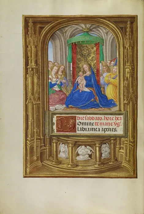 Framed Print : The Virgin and Child Enthroned; Spinola Hours, about 1510-1520. Creator: Master of James IV of Scotland Framed Print : The Virgin and Child Enthroned; Spinola Hours, about 1510-1520. Creator: Master of James IV of Scotland