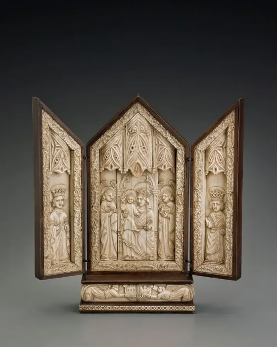 Framed Print : Virgin and Child Flanked by Angels, date unknown. Creator: Unknown Framed Print : Virgin and Child Flanked by Angels, date unknown. Creator: Unknown
