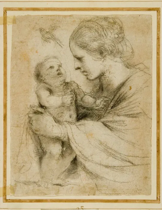 Framed Print : The Virgin and Child with a Goldfinch, 1615-1616. Creator: Guercino (1591-1666) Framed Print : The Virgin and Child with a Goldfinch, 1615-1616. Creator: Guercino (1591-1666)