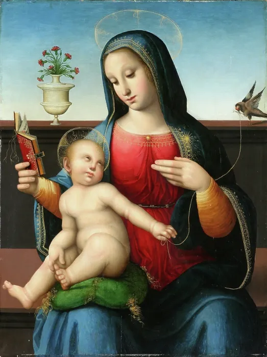 Framed Print : The Virgin and Child with a Goldfinch, Early16th century. Creator: Malatesta (Leonardo da Pistoia), Leonardo di Francesco di Lazzaro (1483-after 1518) Framed Print : The Virgin and Child with a Goldfinch, Early16th century. Creator: Malatesta (Leonardo da Pistoia), Leonardo di Francesco di Lazzaro (1483-after 1518)
