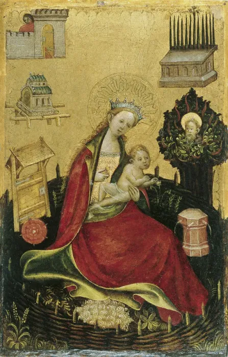 Framed Print : The Virgin and Child in the Hortus Conclusus. Artist: Westphalian Master (active ca 1470-1480) Framed Print : The Virgin and Child in the Hortus Conclusus. Artist: Westphalian Master (active ca 1470-1480)