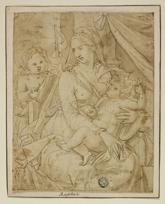 Framed Print : Virgin and Child with the Infant John the Baptist, 1540 / 56. Creator: Luca Penni Framed Print : Virgin and Child with the Infant John the Baptist, 1540 / 56. Creator: Luca Penni