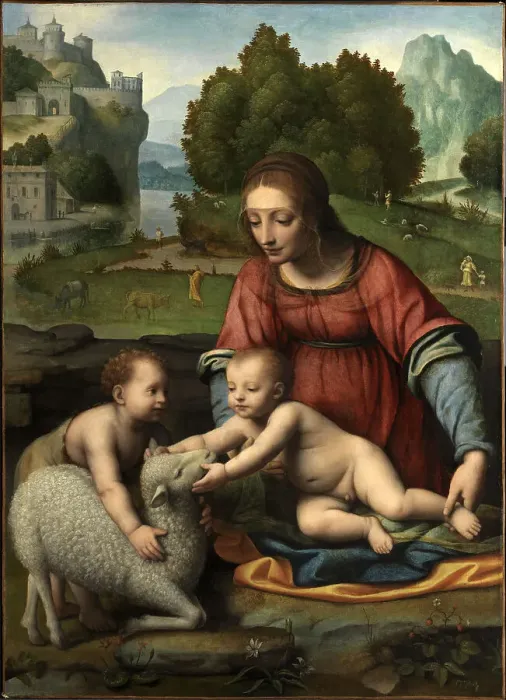 Framed Print : The Virgin and Child with the Infant Saint John. Artist: Luini, Bernardino (ca. 1480-1532) Framed Print : The Virgin and Child with the Infant Saint John. Artist: Luini, Bernardino (ca. 1480-1532)
