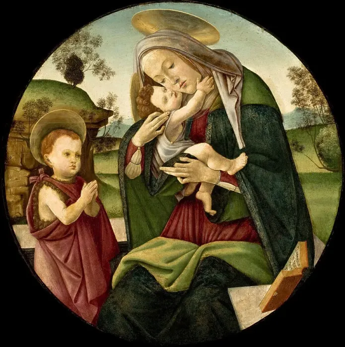Framed Print : Virgin and Child with the Infant Saint John the Baptist, 1490-1500. Creator: Botticelli, Sandro (1445-1510) Framed Print : Virgin and Child with the Infant Saint John the Baptist, 1490-1500. Creator: Botticelli, Sandro (1445-1510)