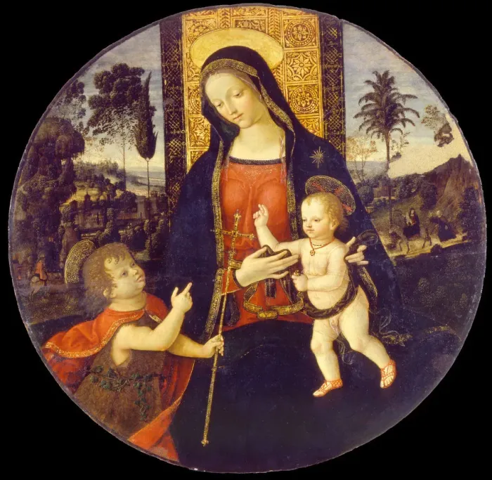 Framed Print : Virgin and child with John the Baptist as a Boy, 1490-1500. Artist: Pinturicchio, Bernardino (1454-1513) Framed Print : Virgin and child with John the Baptist as a Boy, 1490-1500. Artist: Pinturicchio, Bernardino (1454-1513)